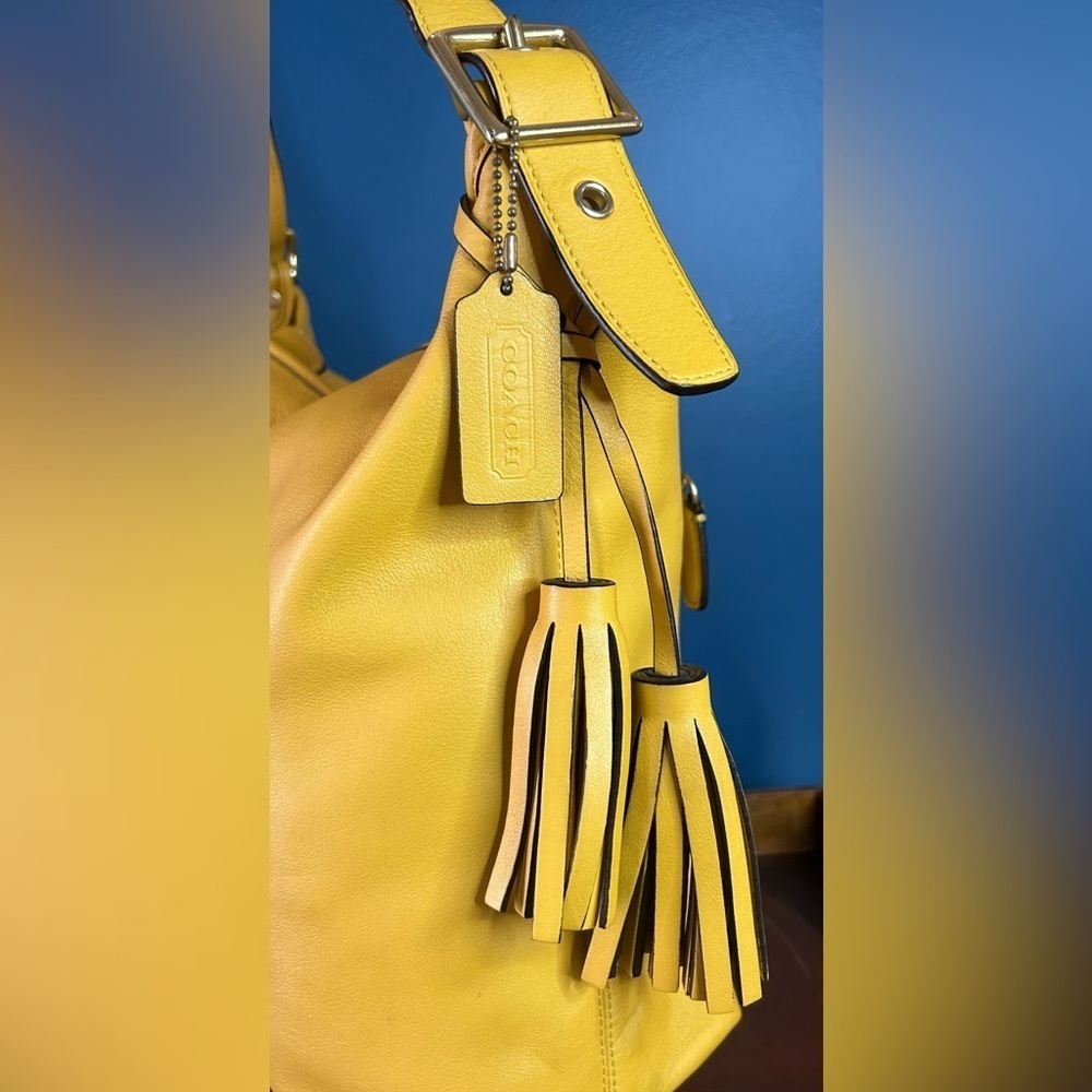 Coach Legacy Sunflower Yellow Duffel with Tassels 19889 EUC - Picture 4 of 15